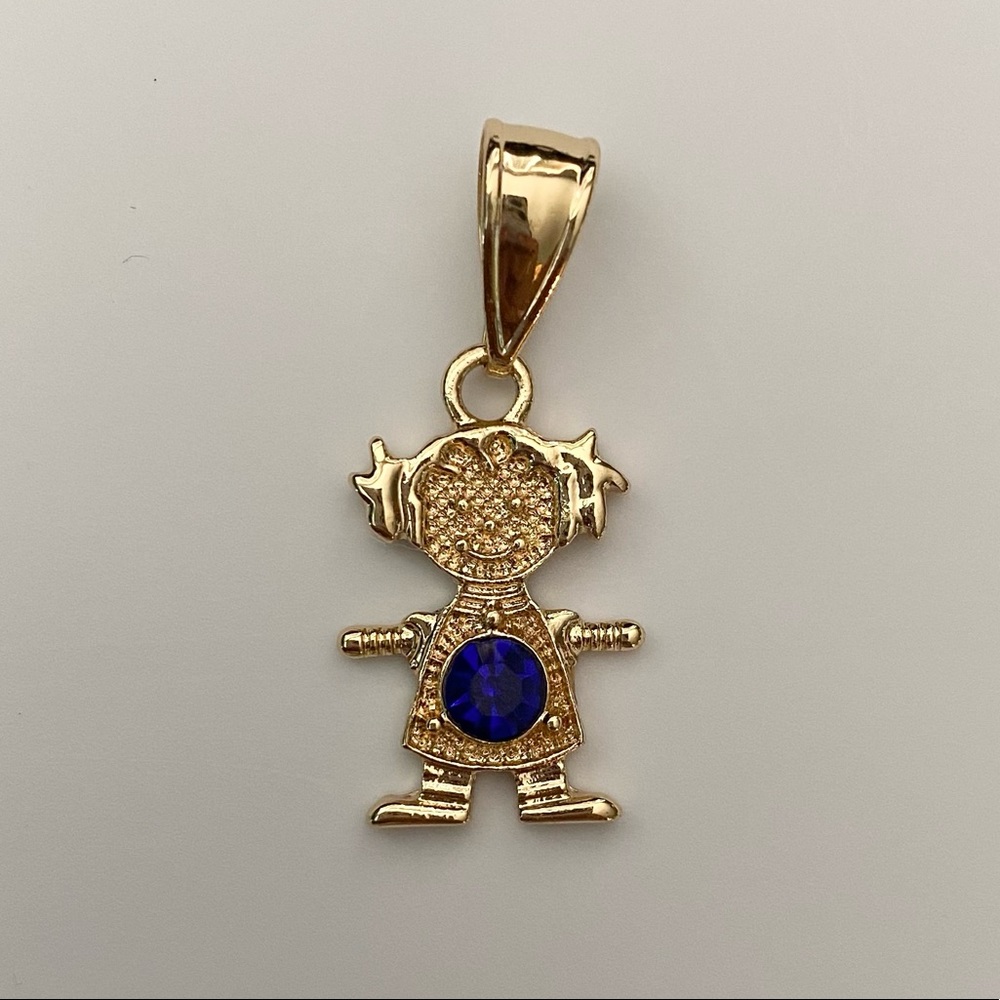 September (Blue Sapphire) Gold Plated Gold Girl Birthstone Pendant